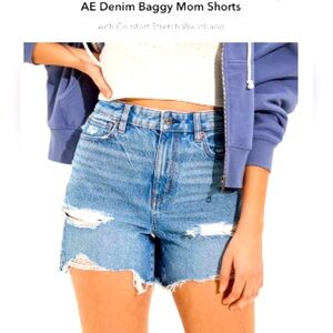 AE denim baggy mom shorts